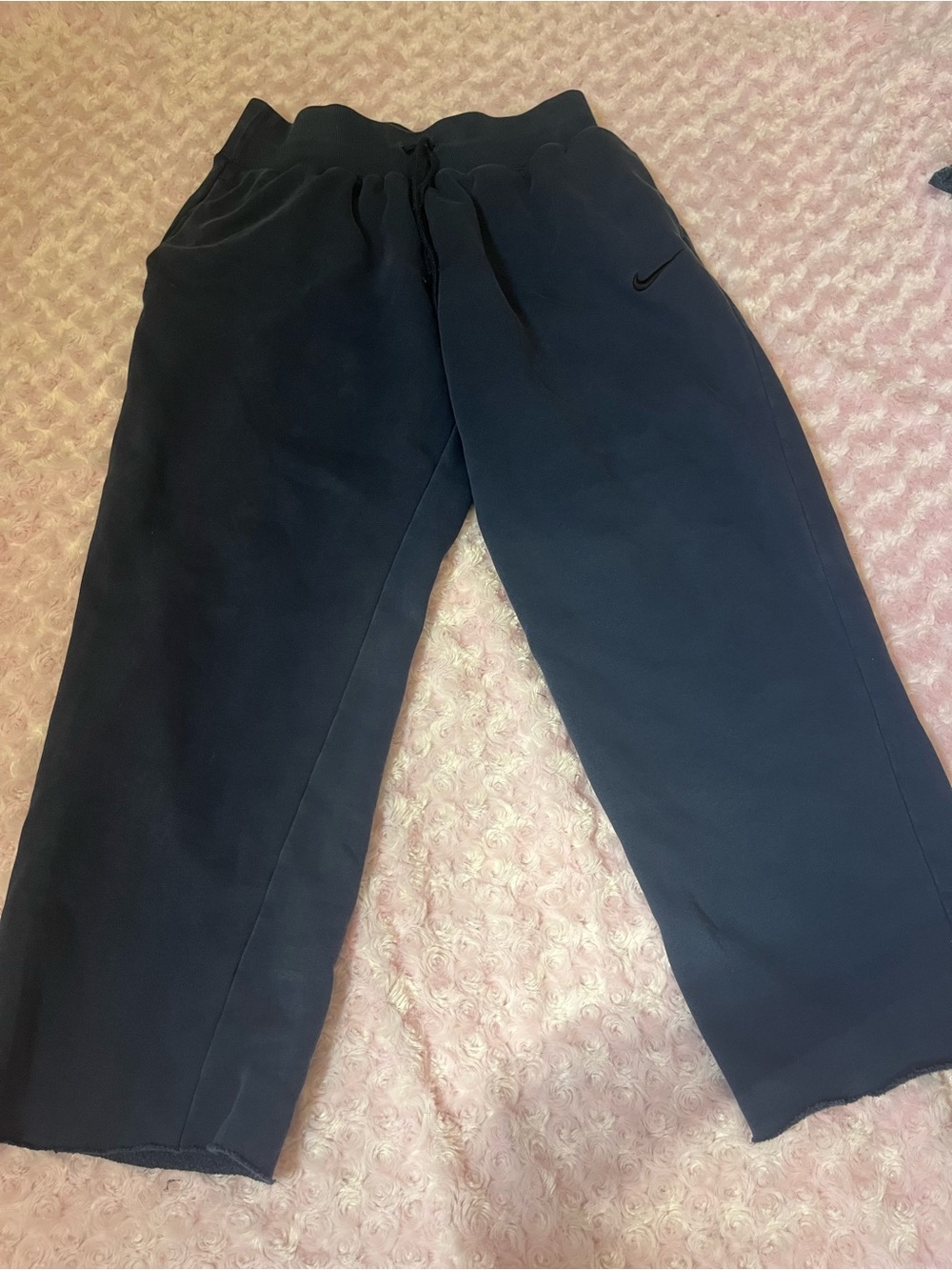 Nike navy blue Wide Cropped Sweatpants
